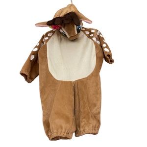 Infant Baby Deer Halloween Costume 0 -6 Months Doe Bambi One Piece w Bonnet Mask
